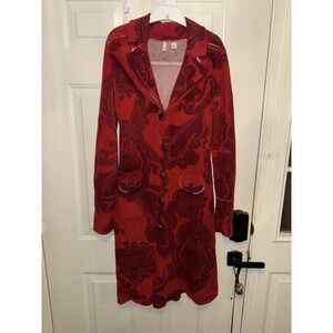 Moth Sz M Red Button Stretchy Wool Jacket (WTF7)